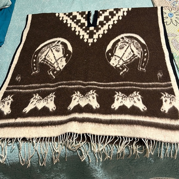 Sweaters Vintage Reversible Horse Blanket Poncho Poshmark